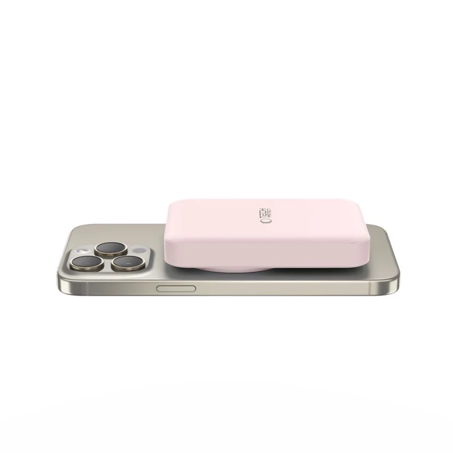 Powerbank Tech-Protect LifeMag PB11 z MagSafe 10000mAh 15W port USB-C - różowy + kabel USB-C