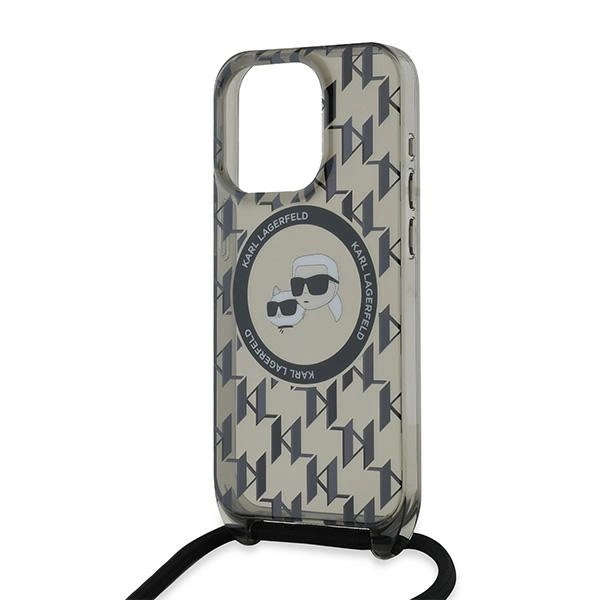 Etui Karl Lagerfeld IML Crossbody Monogram Karl & Choupette Head MagSafe na iPhone 15 Pro - czarne