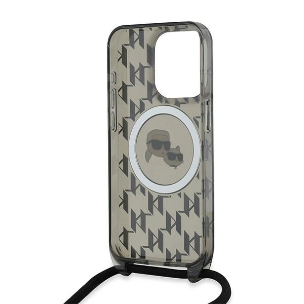 Etui Karl Lagerfeld IML Crossbody Monogram Karl & Choupette Head MagSafe na iPhone 15 Pro - czarne