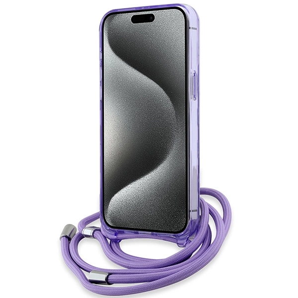 Etui Karl Lagerfeld IML Crossbody Monogram Karl & Choupette Head MagSafe na iPhone 15 Pro - fioletowe