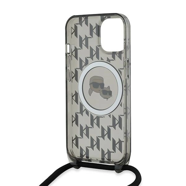 Etui Karl Lagerfeld IML Crossbody Monogram Karl & Choupette Head MagSafe na iPhone 15 / 14 / 13 - czarne