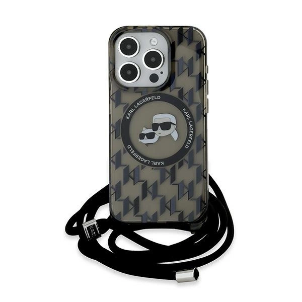 Etui Karl Lagerfeld IML Crossbody Monogram Karl & Choupette Head MagSafe na iPhone 15 Pro Max - czarne