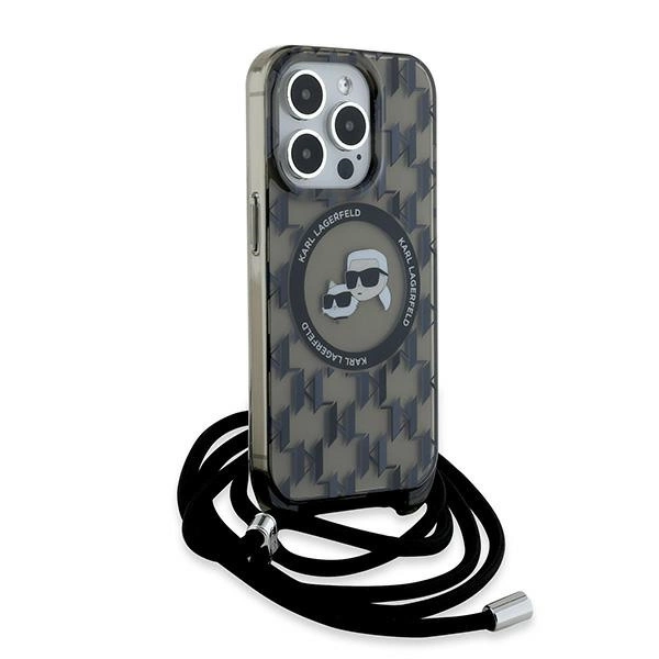 Etui Karl Lagerfeld IML Crossbody Monogram Karl & Choupette Head MagSafe na iPhone 15 Pro Max - czarne
