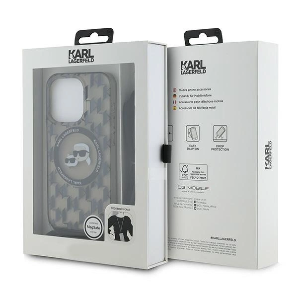Etui Karl Lagerfeld IML Crossbody Monogram Karl & Choupette Head MagSafe na iPhone 15 Pro Max - czarne