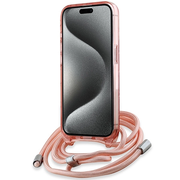 Etui Karl Lagerfeld IML Crossbody Monogram Karl & Choupette Head MagSafe na iPhone 15 Pro Max - różowe