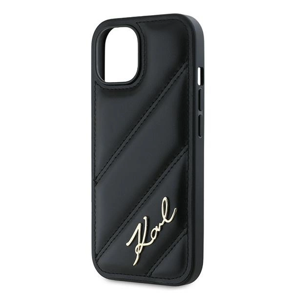 Etui Karl Lagerfeld Diagonal Quilted Script na iPhone 15 Plus / 14 Plus - czarne