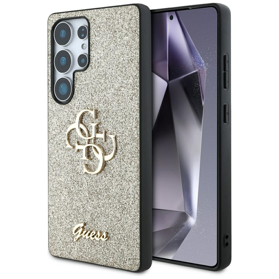 Etui Guess Fixed Glitter Big 4G Metal    Logo do Samsung Galaxy S25 Ultra złoty