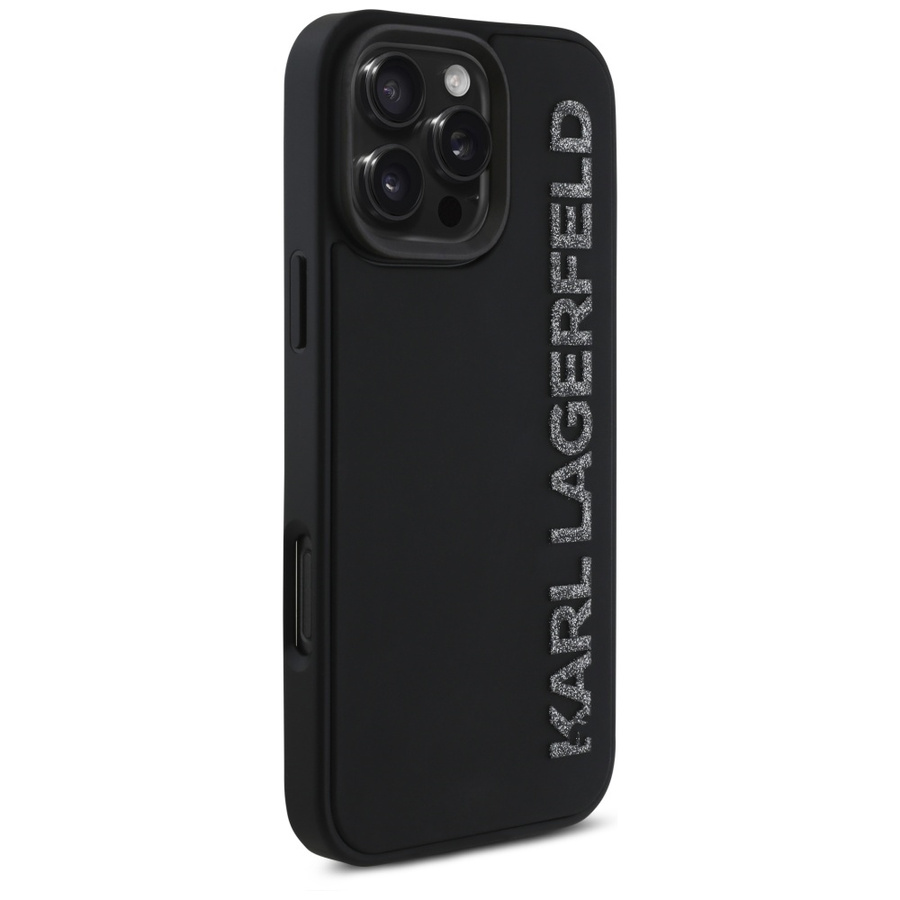 Etui Karl Lagerfeld HC 3D Rubber          Elongated Glitter do iPhone 16 Pro czarny