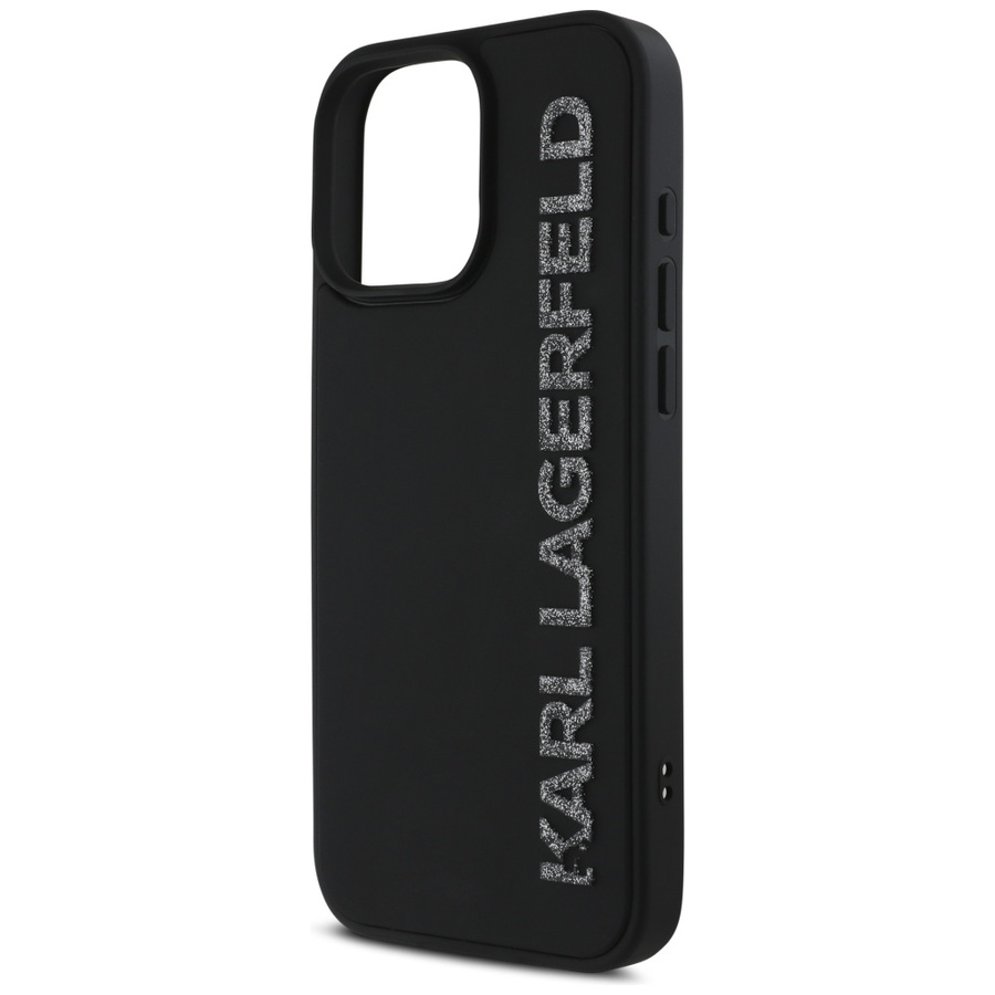 Etui Karl Lagerfeld HC 3D Rubber          Elongated Glitter do iPhone 16 Pro czarny