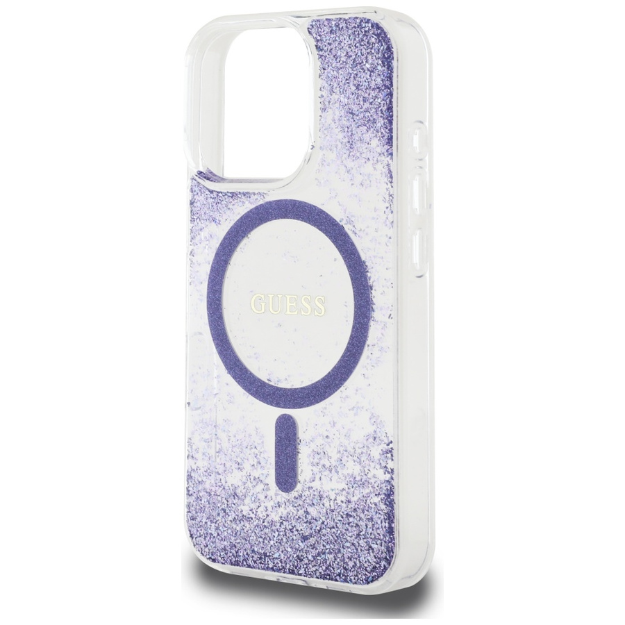 Etui Guess HC Resin Bottom Glitter do    iPhone 16 Pro MagSafe fioletowy