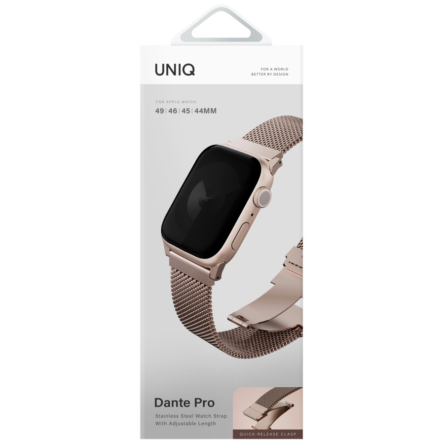 Pasek UNIQ Dante Pro do Apple Watch       49/46/45/44mm Stainless Steel metaliczny różowy