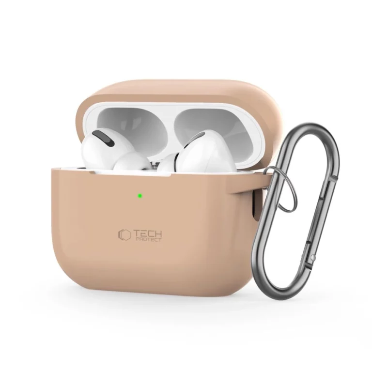 Etui Tech-Protect Silicone Hook na Apple AirPods Pro 1 / 2 - beżowe