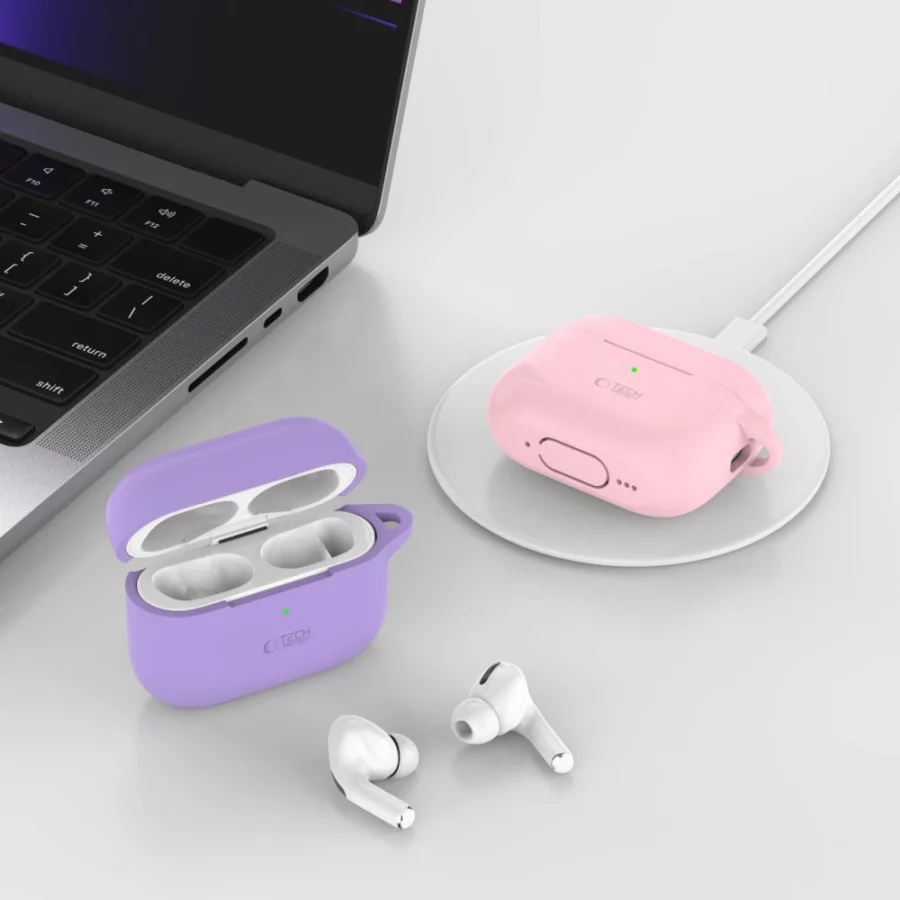Etui Tech-Protect Silicone Hook na Apple AirPods Pro 1 / 2 - pomarańczowe