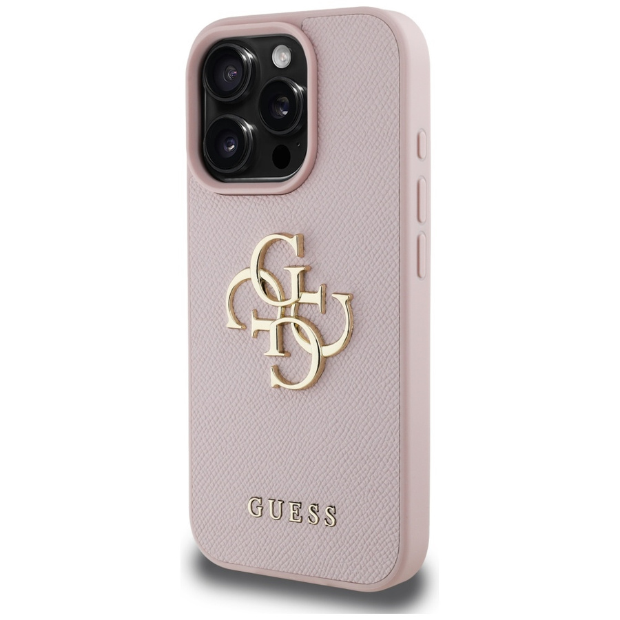 Etui Guess Grained Big 4G Logo Small Classic Logo do iPhone 16 Pro różowy
