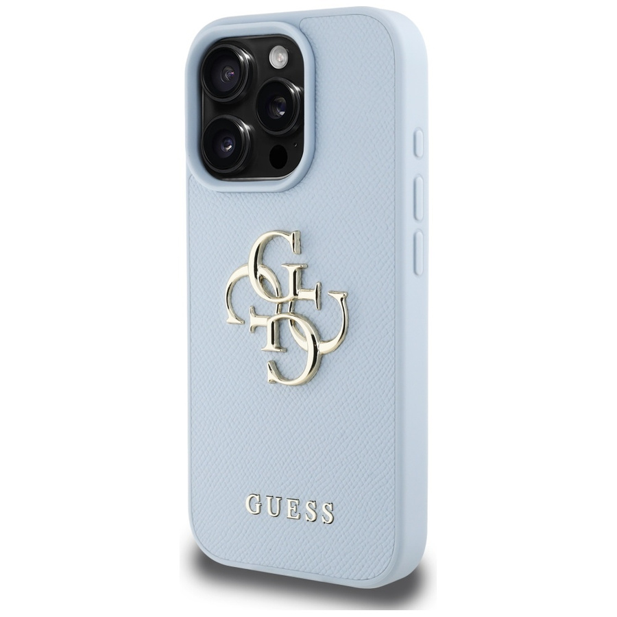 Etui Guess Grained Big 4G Logo Small     Classic Logo do iPhone 16 Pro niebieski