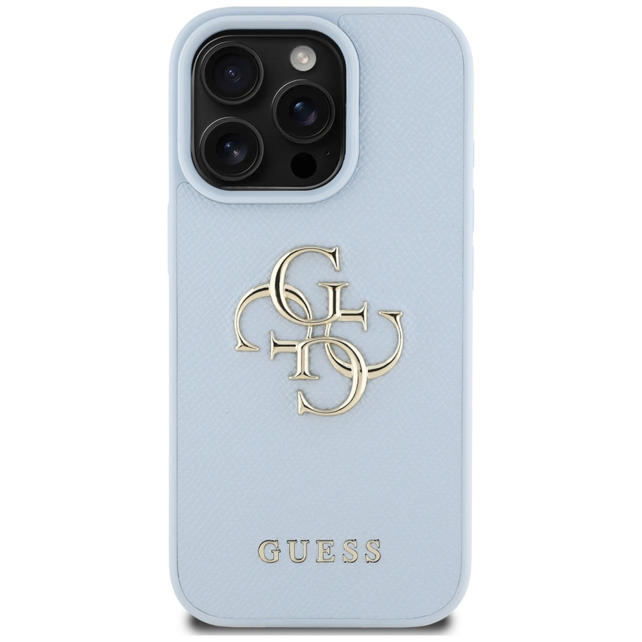 Etui Guess Grained Big 4G Logo Small     Classic Logo do iPhone 16 Pro niebieski