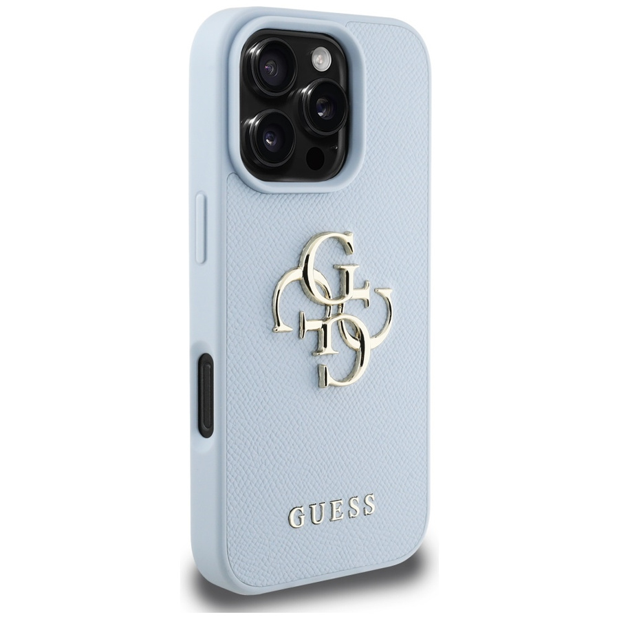 Etui Guess Grained Big 4G Logo Small     Classic Logo do iPhone 16 Pro niebieski