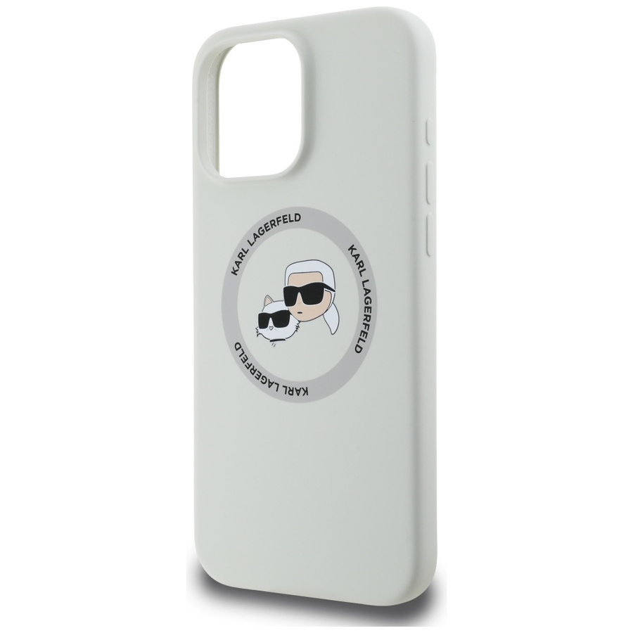 Etui Karl Lagerfeld Silicone Double       Heads And Circle MagSafe do iPhone 16 Pro beżowy