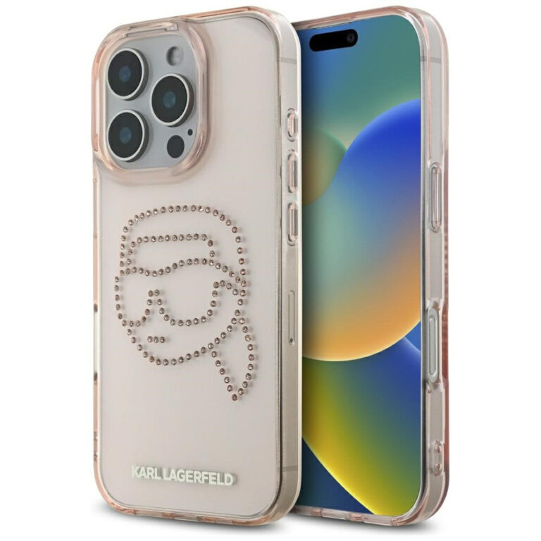 Etui Karl Lagerfeld IML Rhinestones Karl  Head do iPhone 16 Pro różowy