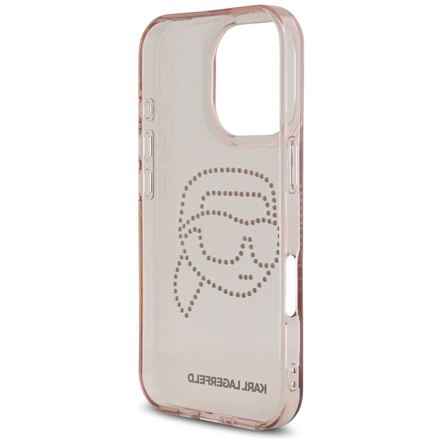 Etui Karl Lagerfeld IML Rhinestones Karl  Head do iPhone 16 Pro różowy