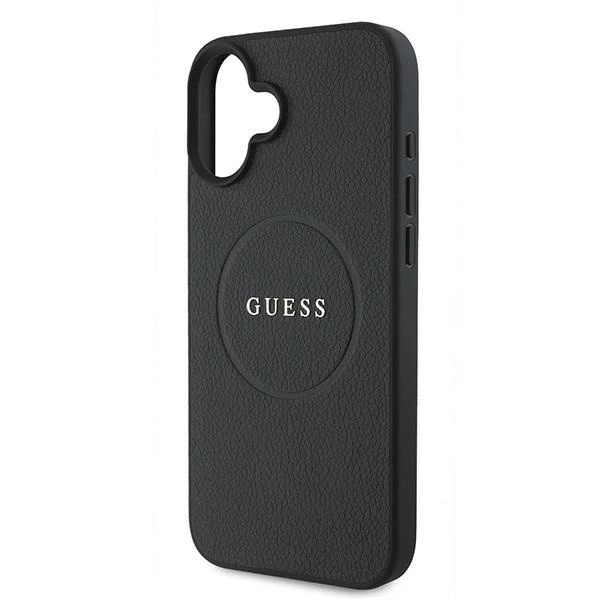 Etui Guess Grained Gold Ring MagSafe na iPhone 16 Plus - czarne
