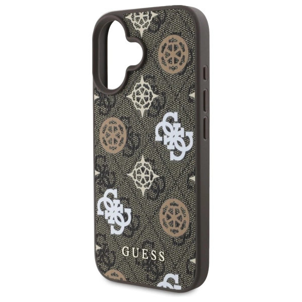 Etui Guess Peony On 4G Background MagSafe na iPhone 16 - brązowe