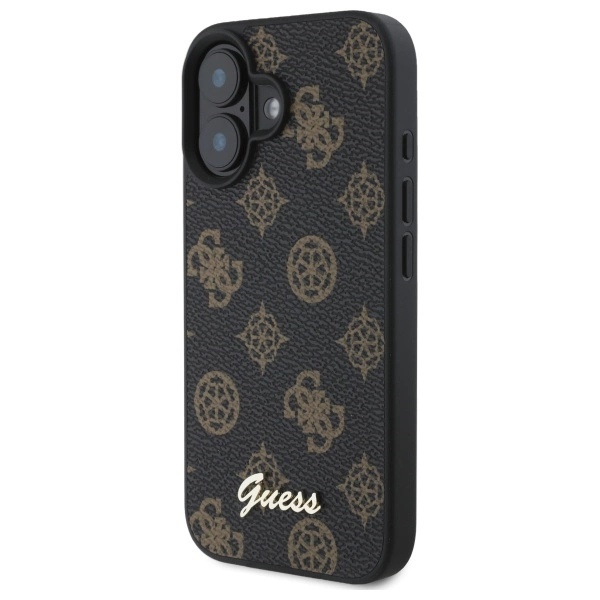 Etui Guess Peony Script MagSafe na iPhone 16 - czarne