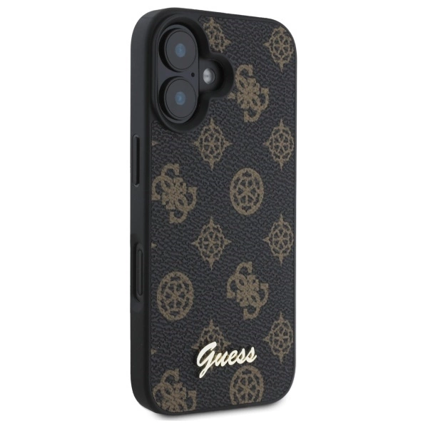 Etui Guess Peony Script MagSafe na iPhone 16 - czarne