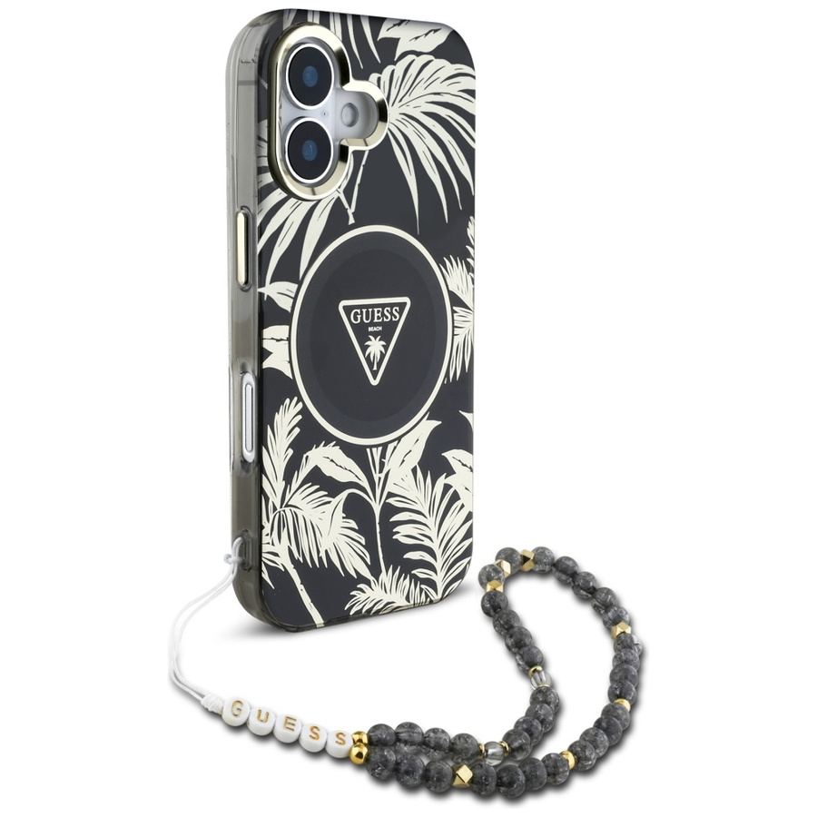Etui Guess Palm Trees Triangle Pearl     Strap MagSafe do iPhone 16 czarny