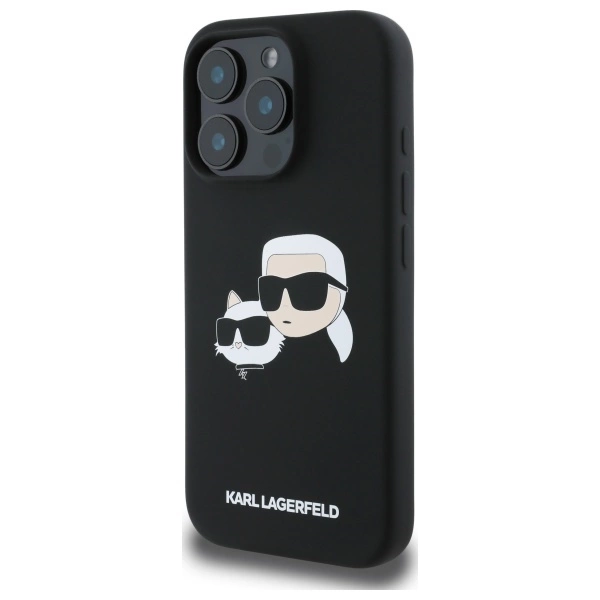 Etui Karl Lagerfeld Silicone nauble Heads Print MagSafe na iPhone 16 Pro - czarne