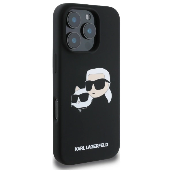 Etui Karl Lagerfeld Silicone nauble Heads Print MagSafe na iPhone 16 Pro - czarne