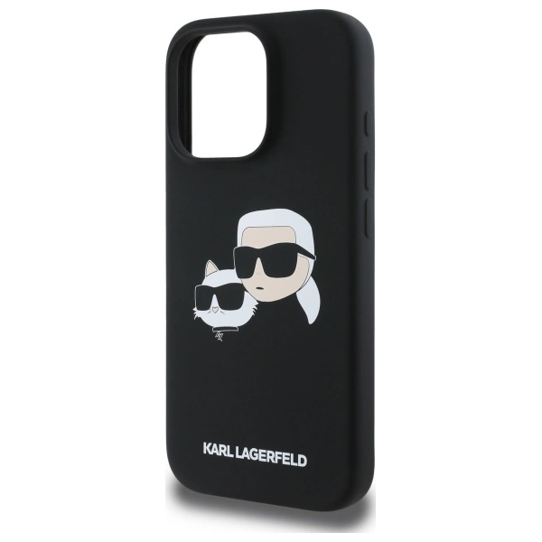 Etui Karl Lagerfeld Silicone nauble Heads Print MagSafe na iPhone 16 Pro - czarne