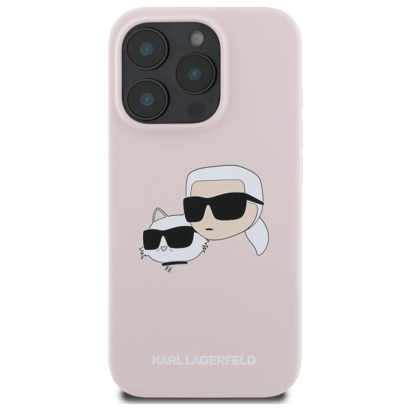 Etui Karl Lagerfeld Silicone nauble Heads Print MagSafe na iPhone 16 Pro - różowe