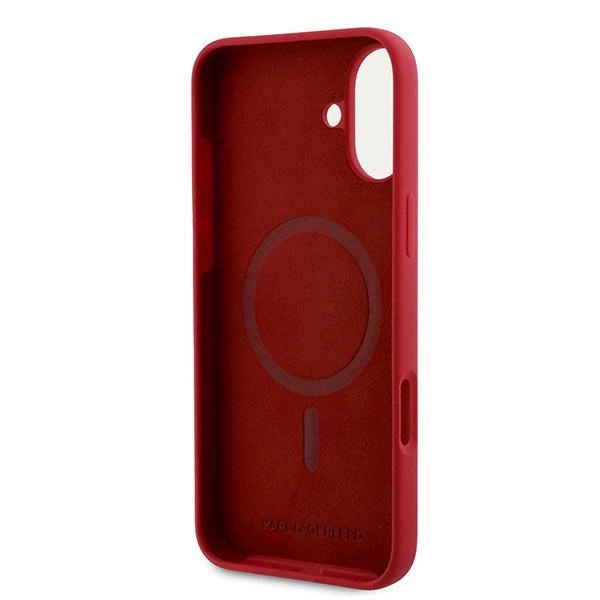 Etui Karl Lagerfeld Silicone Karl&Choupette Heads Ring MagSafe na iPhone 16 Plus - czerwone