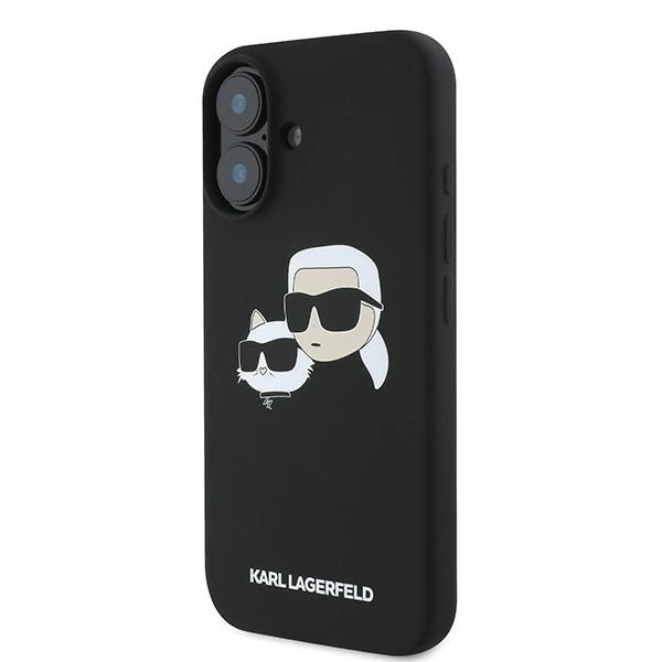 Etui Karl Lagerfeld Silicone nauble Heads Print MagSafe na iPhone 16 Plus - czarne