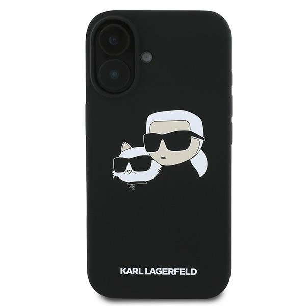Etui Karl Lagerfeld Silicone nauble Heads Print MagSafe na iPhone 16 Plus - czarne