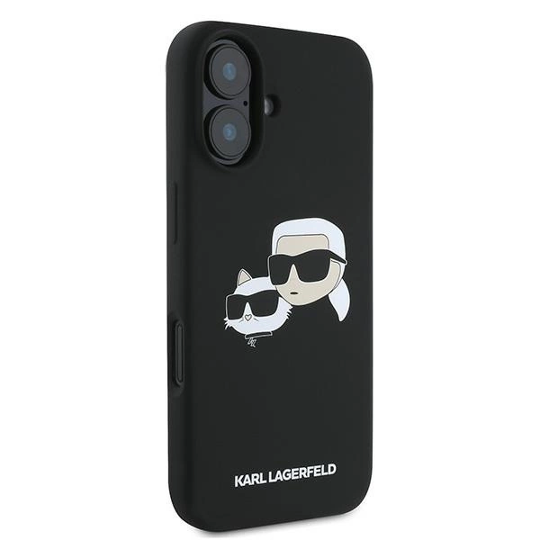 Etui Karl Lagerfeld Silicone nauble Heads Print MagSafe na iPhone 16 Plus - czarne