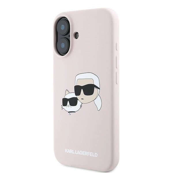 Etui Karl Lagerfeld Silicone nauble Heads Print MagSafe na iPhone 16 Plus - różowe