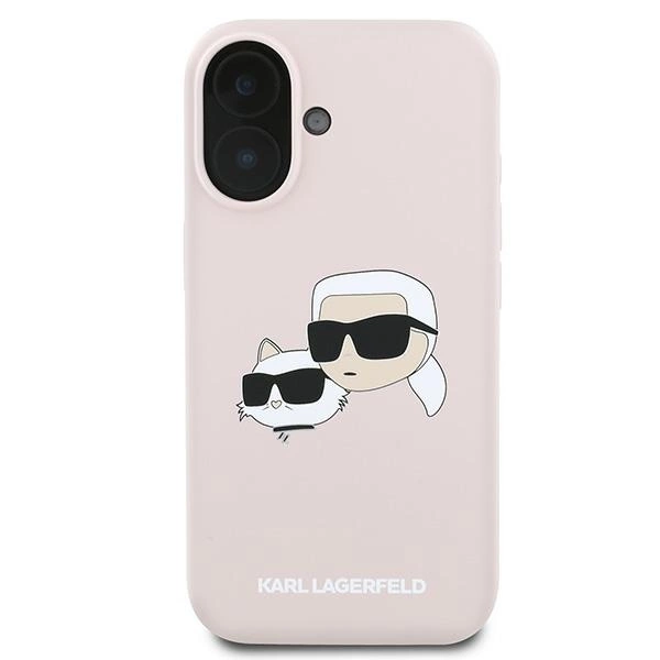 Etui Karl Lagerfeld Silicone nauble Heads Print MagSafe na iPhone 16 Plus - różowe