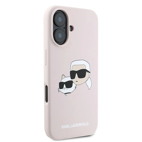 Etui Karl Lagerfeld Silicone nauble Heads Print MagSafe na iPhone 16 Plus - różowe