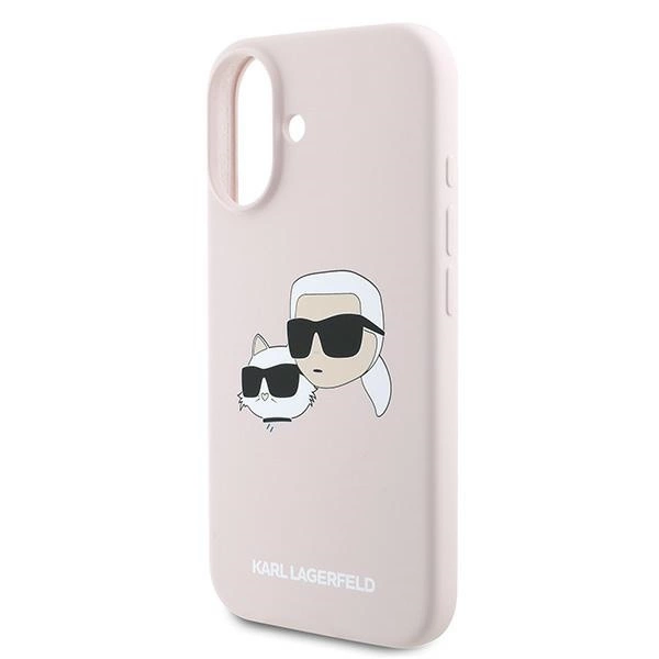Etui Karl Lagerfeld Silicone nauble Heads Print MagSafe na iPhone 16 Plus - różowe