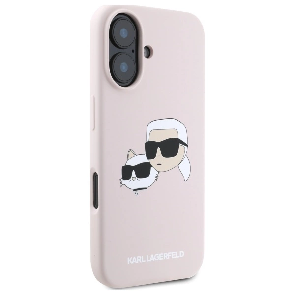 Etui Karl Lagerfeld Silicone nauble Heads Print MagSafe na iPhone 16 - różowe