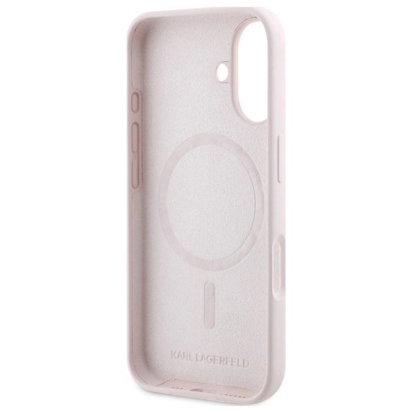 Etui Karl Lagerfeld Silicone nauble Heads Print MagSafe na iPhone 16 - różowe