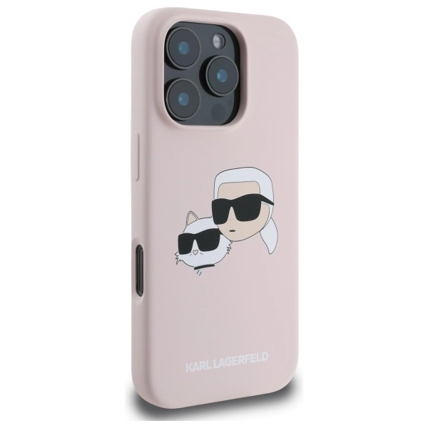 Etui Karl Lagerfeld Silicone nauble Heads Print MagSafe na iPhone 16 Pro Max - różowe