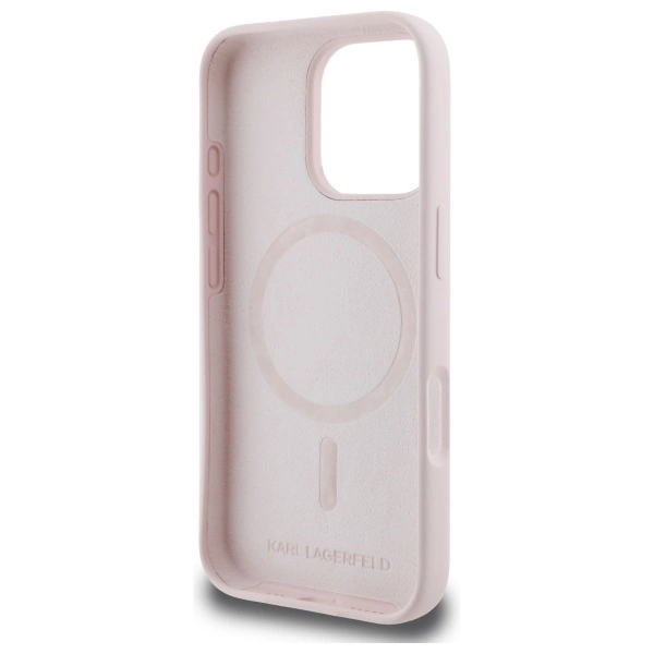 Etui Karl Lagerfeld Silicone nauble Heads Print MagSafe na iPhone 16 Pro Max - różowe