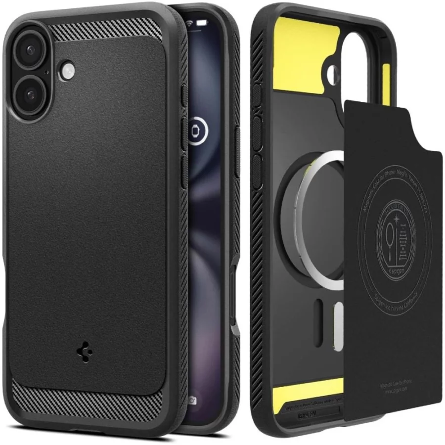 Etui Spigen Rugged Armor MagSafe do iPhone 16 - czarne
