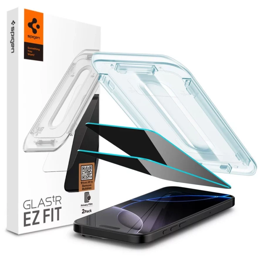 Szkło hartowane Spigen Glas.tR EZ Fit Privacy na iPhone 16 Pro / 17 / 17 Pro - 2 szt.