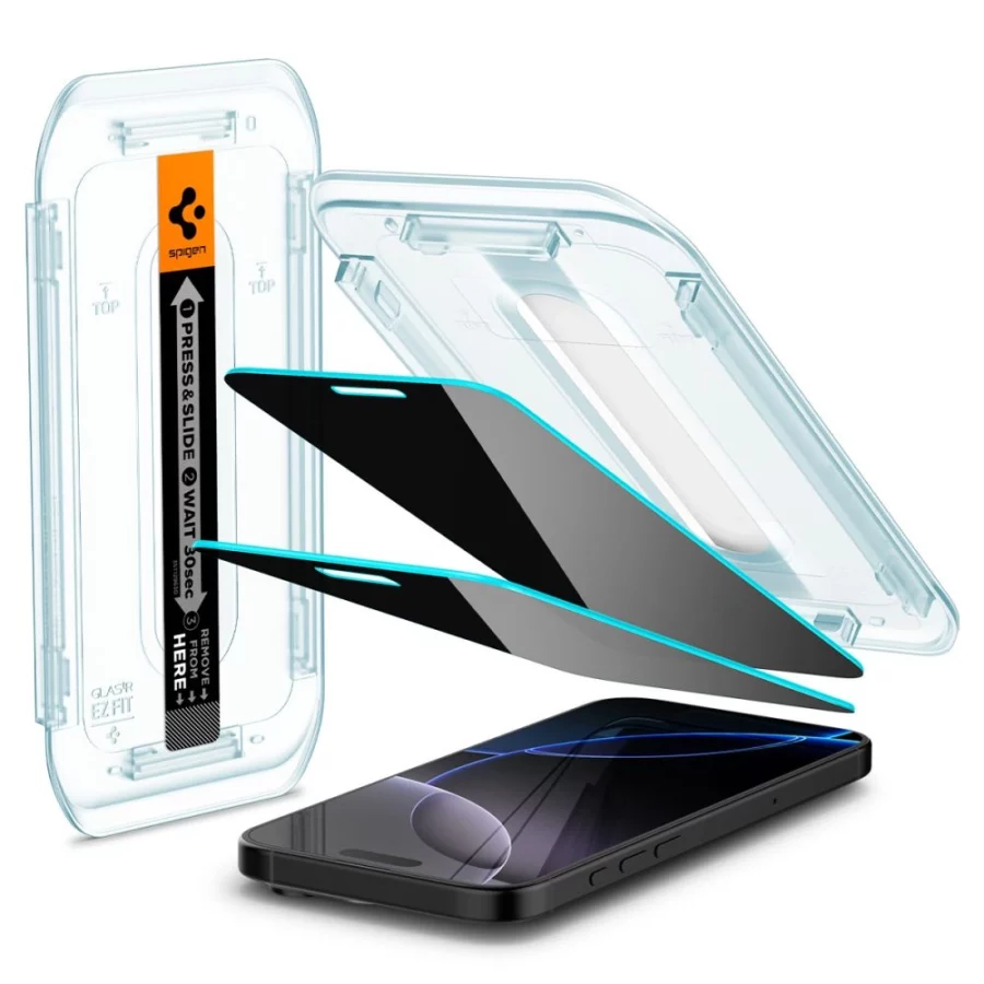 Szkło hartowane Spigen Glas.tR EZ Fit Privacy na iPhone 16 Pro / 17 / 17 Pro - 2 szt.