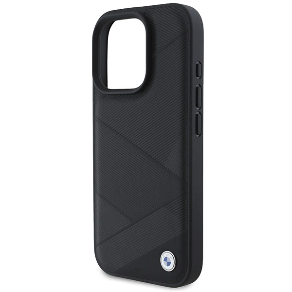 Etui BMW Signature Leather Crossing Lines Pattern na iPhone 16 Pro - czarne