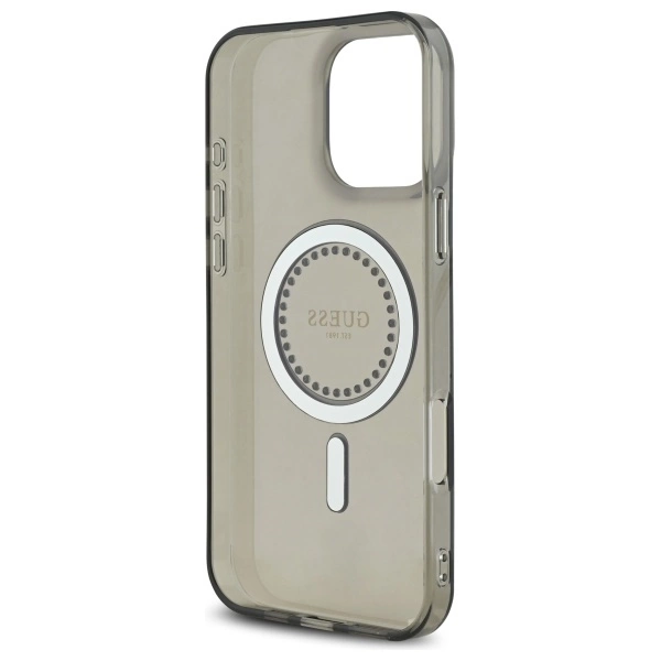 Etui Guess IML Rhinestones MagSafe na iPhone 16 Pro - czarne